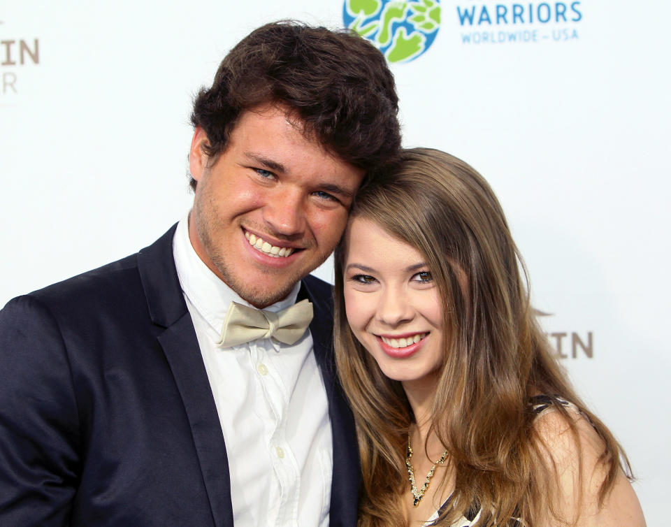 LOS ANGELES, CA - MAY 21:  Wakeboarder Chandler Powell (L) and TV personality Bindi Irwin attend the Steve Irwin Gala Dinner at JW Marriott Los Angeles at L.A. LIVE on May 21, 2016 in Los Angeles, California.  (Photo by David Livingston/Getty Images)