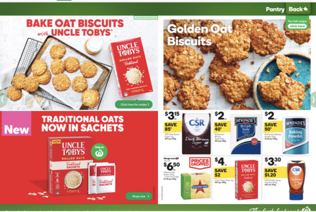 The Golden Oat Biscuits recipe as featured in the online version of the Woolworths catalogue.