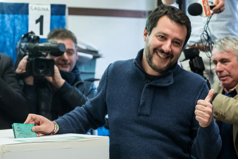Matteo Salvini of the nationalist League party voted in his home city of Milan