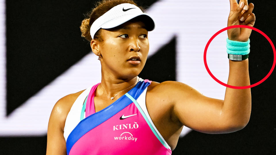 Naomi Osaka, pictured here wearing a different watch at the Australian Open after her new one was banned.