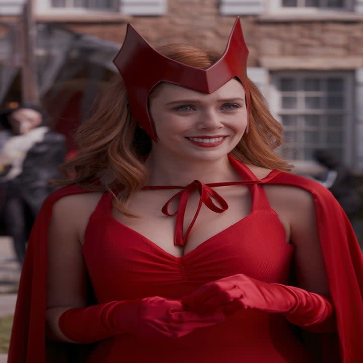 Elizabeth Olson in a devil halloween costume