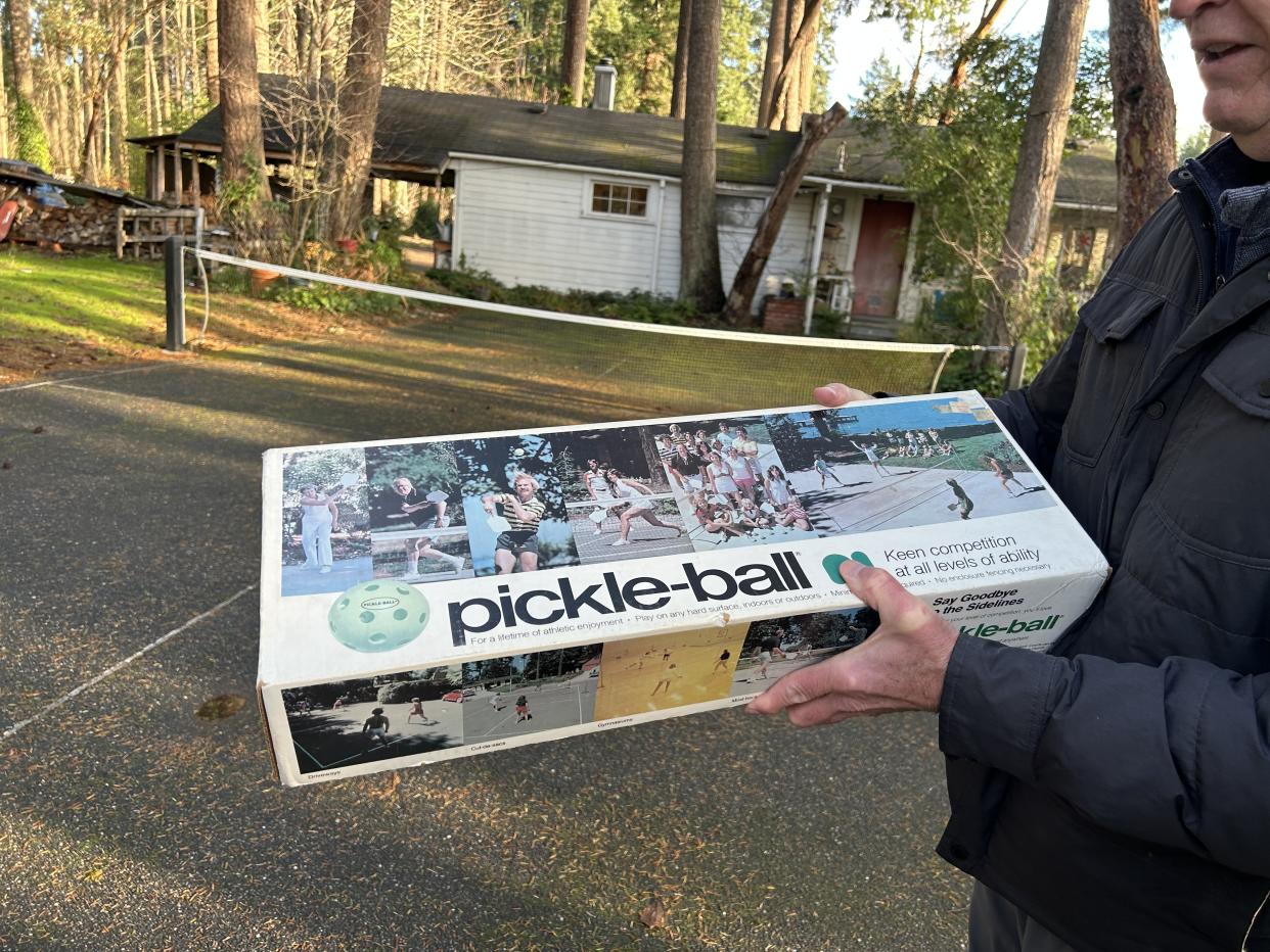 The original Pickleball box. (Kari Anderson/Yahoo Sports)