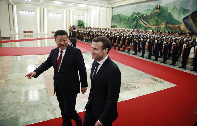 <span class="caption">Both China and France are hoping to dominate the world of AI.</span> <span class="attribution"><a class="link " href="http://www.epa.eu/politics-photos/diplomacy-photos/french-president-emmanuel-macron-visits-china-photos-53997853" rel="nofollow noopener" target="_blank" data-ylk="slk:EPA;elm:context_link;itc:0;sec:content-canvas">EPA</a></span>