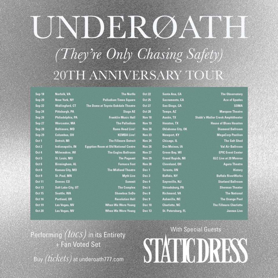 Underoath 2024 tour poster