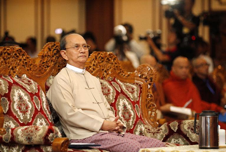 Myanmar President Thein Sein, shown in Yangon on November 30, 2013, has won international plaudits for overseeing new political and civil freedoms since becoming president nearly three years ago