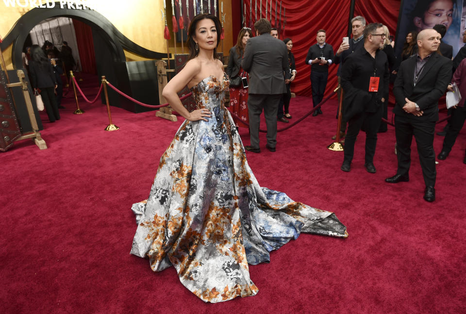 FILE - Ming-Na Wen poses at the premiere of the film "Mulan" on March 9, 2020, in Los Angeles. Wen turns 57 on Nov. 20. (AP Photo/Chris Pizzello, File)