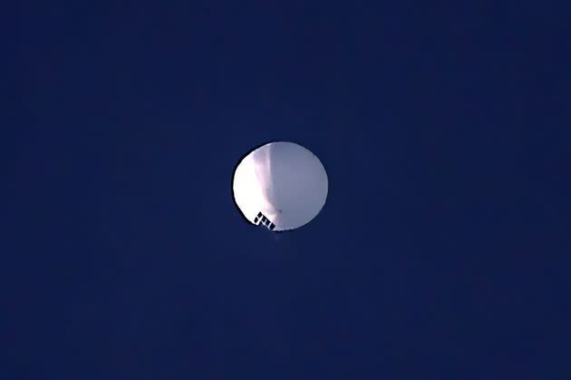 A high altitude balloon floats over Billings, Montana, on Wednesday, February 1, 2023.