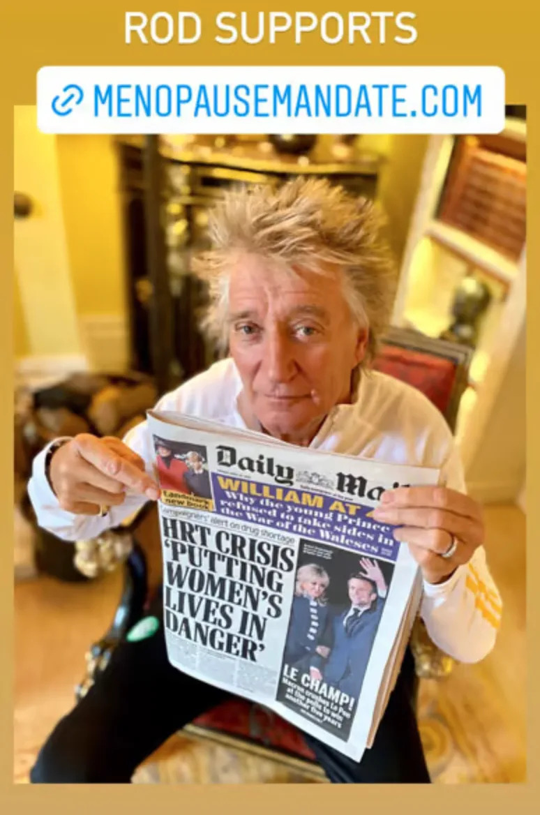 Rod Stewart shares astir  his wife's Menopause Mandate campaign. (Instagram/Rod Stewart)