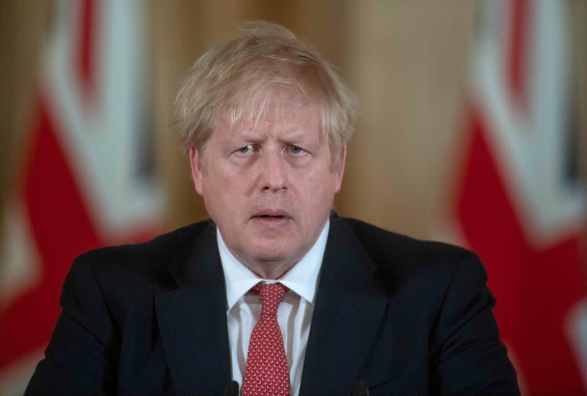  Mr Johnson speaking at a coronavirus media briefing in Downing Street (PA Wire)