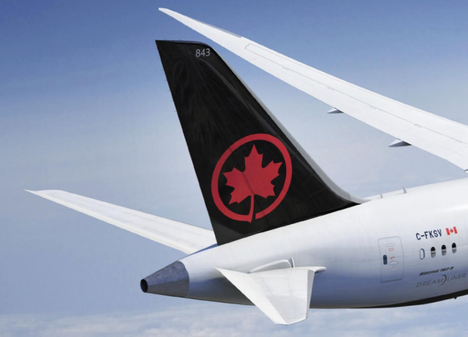 <p>And here’s a close-up of Air Canada’s new tail design.<br> (Air Canada) </p>