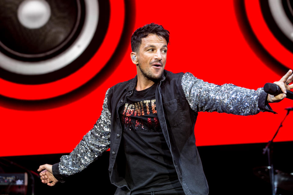 Peter Andre performs on stage at Motorpoint Arena on October 14, 2018 in Cardiff, Wales.  (Photo by Mike Lewis Photography/Redferns)