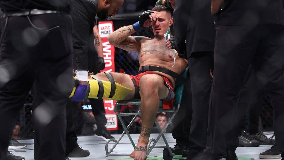 Aspinall describes the injury he suffered in the fight with Blaydes and in the months following as "one of the lowest points of my life." -Julian Finney/Getty Images