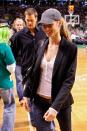<p>Gisele Bundchen and Tom Brady walk off the court after Game Two of the Eastern Conference Finals between the Detroit Pistons and the Boston Celtics in 2008. </p>