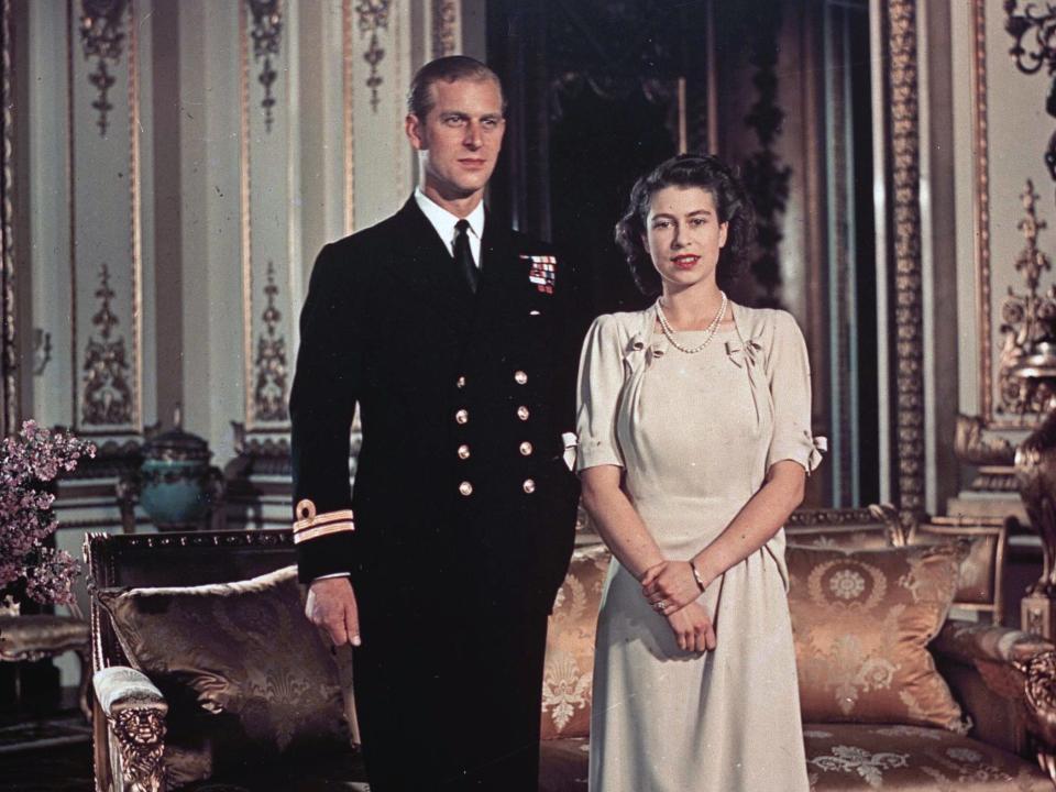 A young Queen Elizabeth and Prince Philip in 1947.