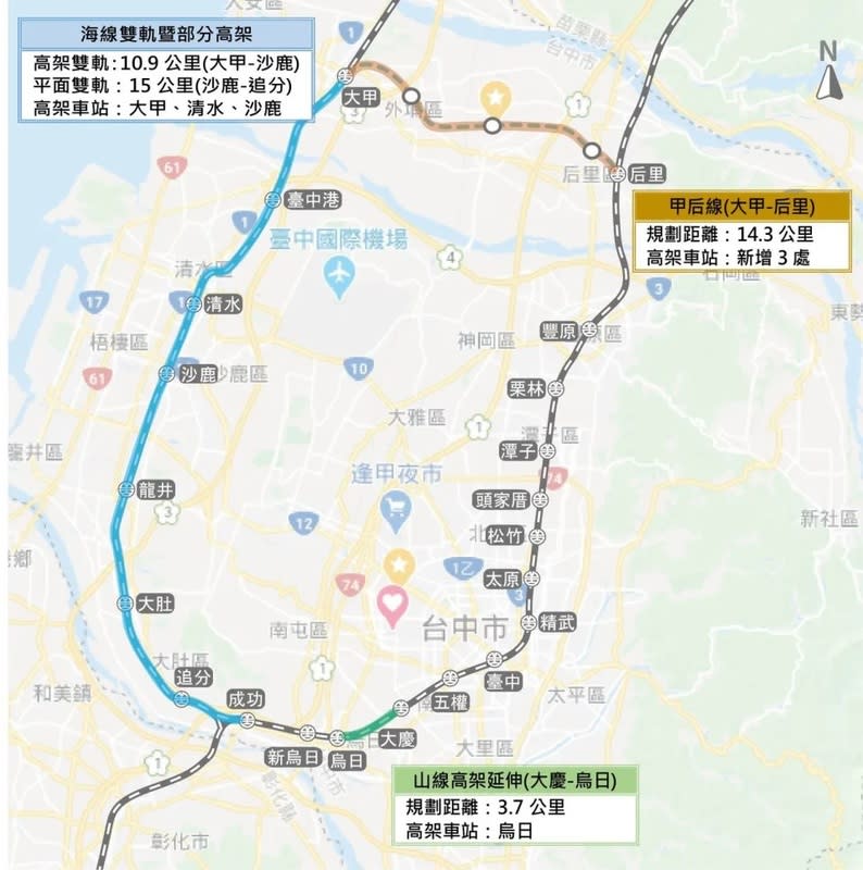 台鐵山海環線完工。(示意圖)   圖：台中市政府提供／提供