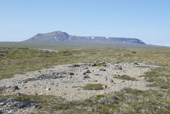 The Kima'Kho tuya forms a high relief structure covering 11 square miles (28 square kilometers), rising more than 6,300 feet (1,900 meters) above sea level on the Kawdy Plateau in British Columbia, Canada.