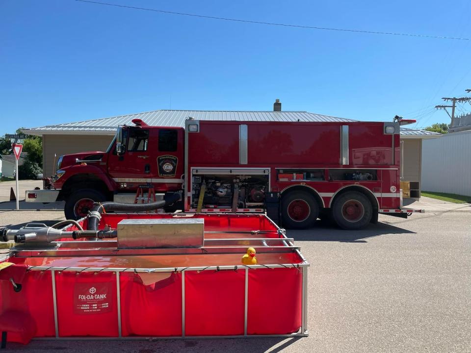 Strasbourg Fire department is doing a pump test day, they must do this to maintain their trucks.