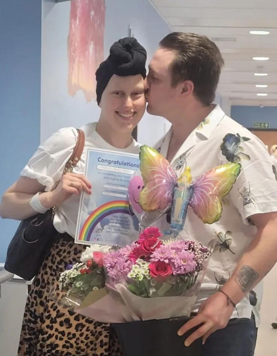 Hardy Taylor and her partner Daniel. (@my_breast_cancer_journey_/Caters)