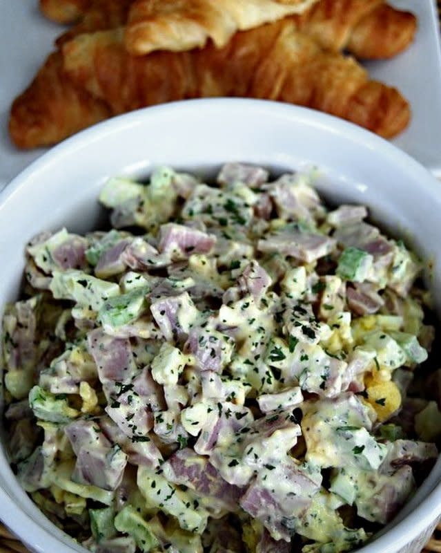 <p>Krista Marshall</p><p>One of those classic recipes, but this one adds some new flavors to an old favorite.</p><p><strong>Get the recipe: <a href="https://parade.com/841765/kristamarshall/deviled-ham-salad-perfect-for-picnic-season/" rel="nofollow noopener" target="_blank" data-ylk="slk:Deviled Ham Salad;elm:context_link;itc:0;sec:content-canvas" class="link ">Deviled Ham Salad</a></strong></p>