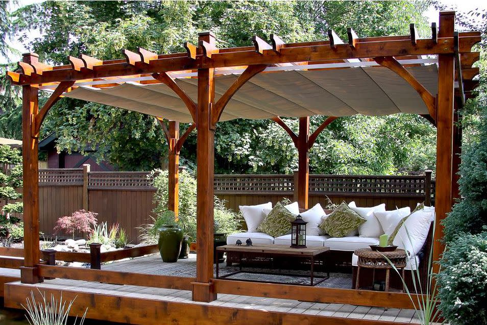 Outdoor Living Today Breeze Cedar Pergola with Retractable Canopy