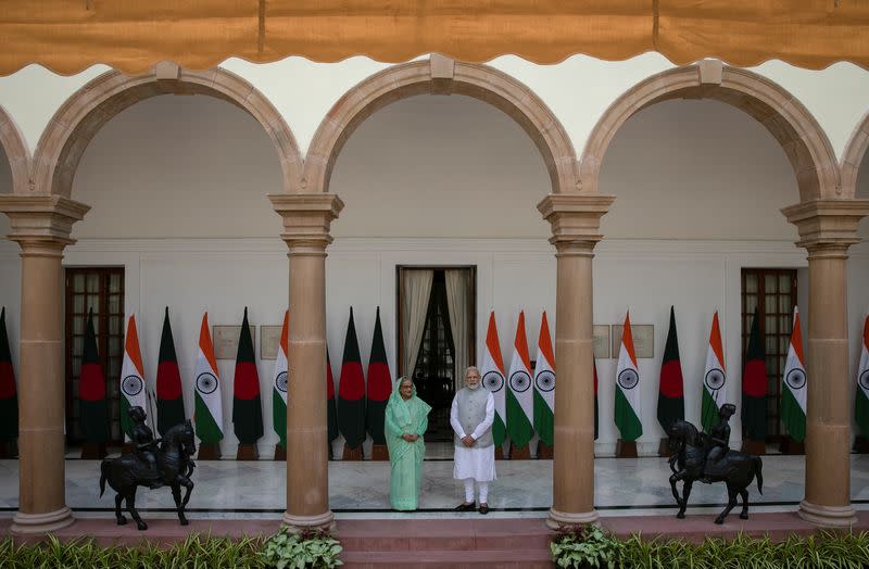 Bangladesh's PM Hasina and her Indian counterpart Modi meet in New Delhi