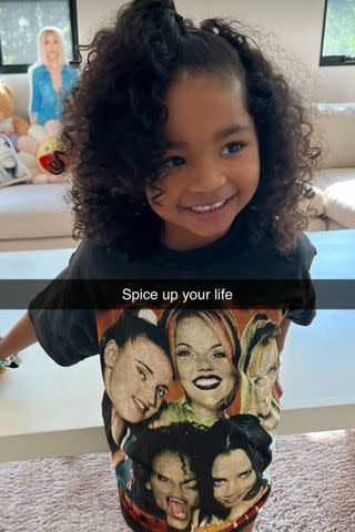 <p>Khloe Kardashian/Snapchat</p> True Thompson in her Spice Girls t-shirt