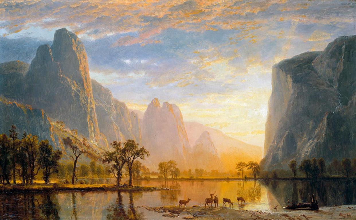 'Valley of the Yosemite' by the 19th-century artist Albert Bierstadt, owned by the Museum of Fine Arts, Boston. <a href="https://www.gettyimages.com/detail/news-photo/albert-bierstadt-valley-of-the-yosemite-oil-on-paperboard-news-photo/544274100?adppopup=true" rel="nofollow noopener" target="_blank" data-ylk="slk:VCG Wilson/Corbis via Getty Images;elm:context_link;itc:0;sec:content-canvas" class="link ">VCG Wilson/Corbis via Getty Images</a>