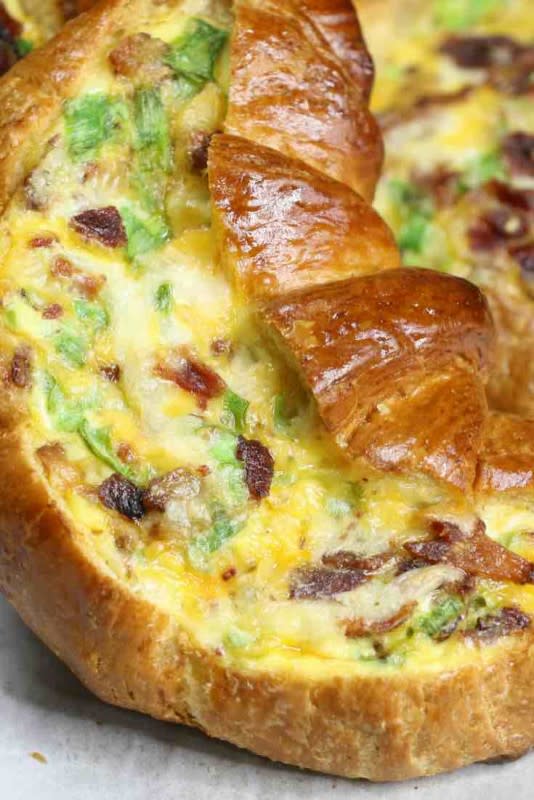 <p>These breakfast croissant boats are filled with fluffy eggs, crispy bacon and cheese before being baked to perfection in the oven.</p><p><strong>Get the recipe: <a href="https://tipbuzz.com/croissant-boats/" rel="nofollow noopener" target="_blank" data-ylk="slk:Breakfast Croissant Boats;elm:context_link;itc:0;sec:content-canvas" class="link rapid-noclick-resp"><em>Breakfast Croissant Boats</em></a></strong></p>