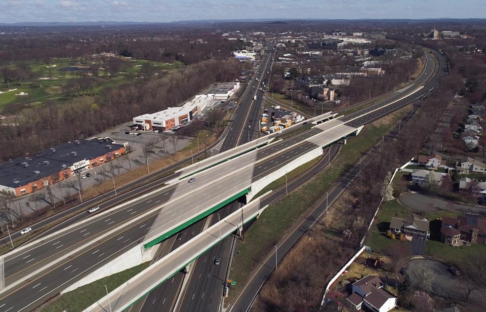 Drone image of the intersection of the Garden State Parkway and Route 17 on Wednesday, April 1, 2020, in Paramus at 10:20 am.