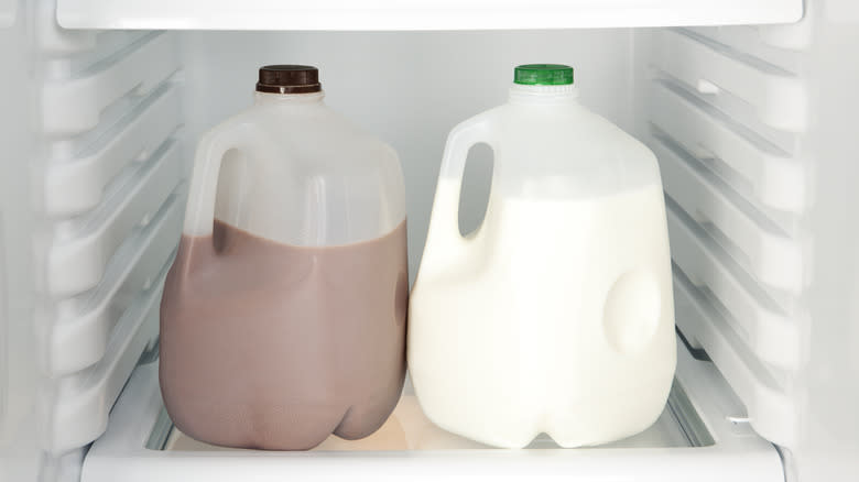 two gallons of refrigerated milk