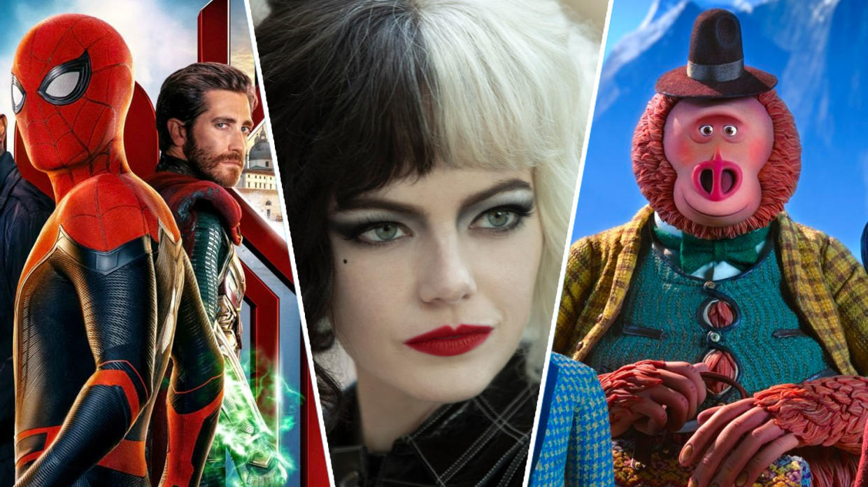 Spider-Man: Far From Home, Cruella, Missing Link are all streaming this weekend (Sony Pictures/Disney/Laika)