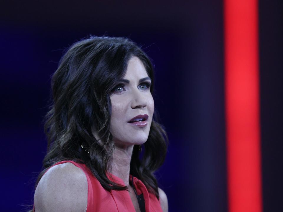 South Dakota Gov. Kristi Noem addresses the Conservative Political Action Conference held in the Hyatt Regency on February 27, 2021 in Orlando, Florida.