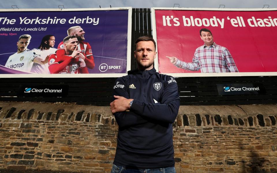 Leeds United captain Liam Cooper poses ahead of the Yorkshire derby against Sheffield United  - Getty Images