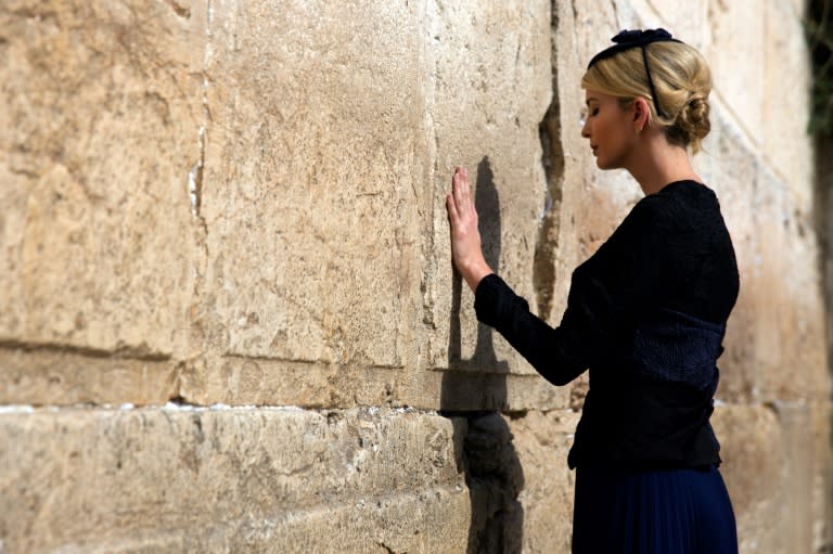 Ivanka Trump, the daughter of US President Donald Trump, prays at the Western Wall, the holiest site where Jews can pray, in Jerusalem’s Old City on May 22, 2017