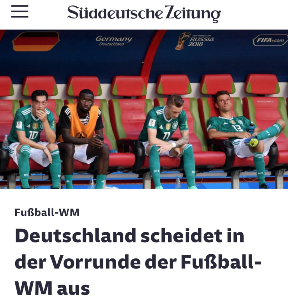 German media reported the national side’s result as a ‘historic exit’ from the World Cup. (Twitter)
