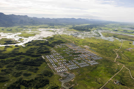 An aerial view of Hla Phoe Khaung transit camp for Rohingya who decide to return back from Bangladesh, is seen in Maungdaw, Rakhine state, Myanmar, September 20, 2018. Ye Aung Thu/Pool via REUTERS/File Photo