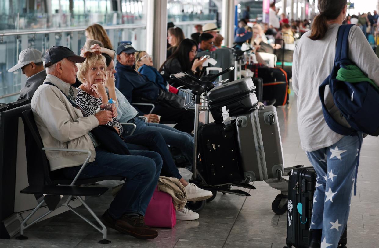 A technical breakdown in the UK’s air traffic control system resulted in hundreds of thousands of passengers being either stuck or experiencing delays during the summer bank holiday (EPA)