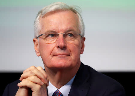 The European Union's chief Brexit negotiator Michel Barnier addresses the European Economic and Social Committee plenary session in Brussels, Belgium July 6, 2017. REUTERS/Yves Herman