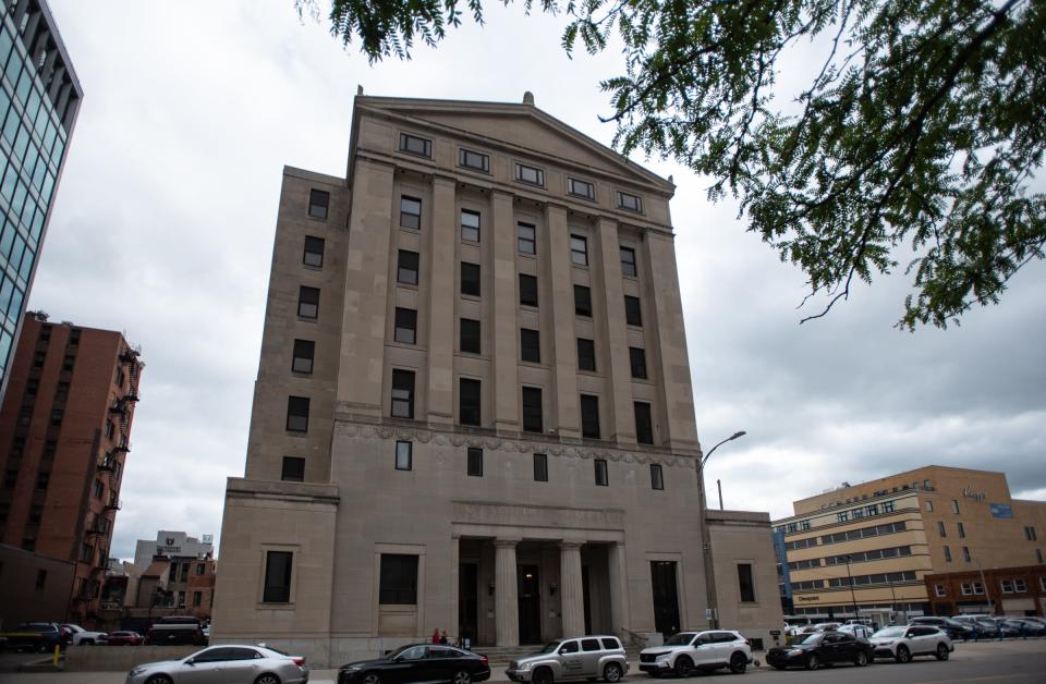 The proposed new home of Lansing City Hall, pictured Wednesday, Sept. 13, 2023. Formerly the Masonic Temple, the building was constructed over 100 years ago.