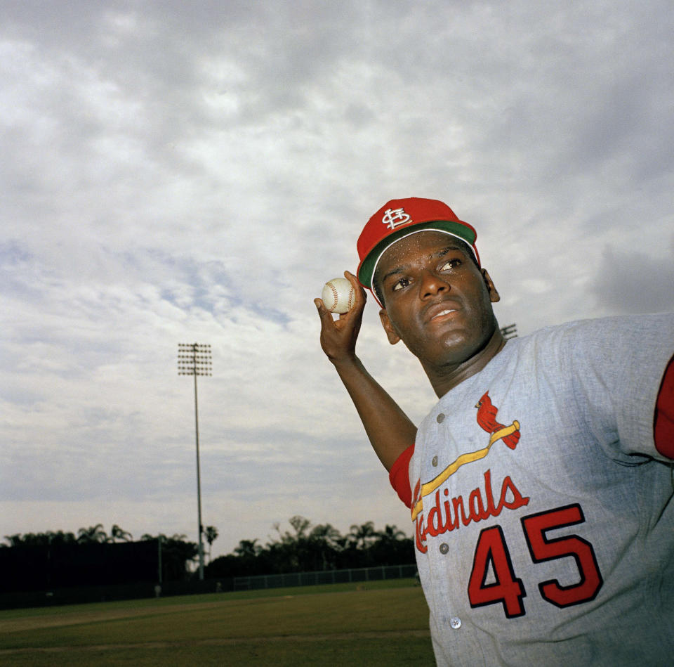 One of the most feared pitchers of his era, Gibson spent his entire 17-year career with the Cardinals, bringing two World Series to St. Louis. A fierce competitor who famously hated the All-Star Game, Gibson won two Cy Young awards and a National League MVP during his Hall of Fame career. He was the MVP of the two World Series the Cardinals won and finished his career with 251 wins, 3,117 strikeouts and a 2.91 ERA. His dominant 1968 season – 22 wins, 13 shutouts and a 1.12 ERA – led to MLB lowering the pitcher's mound from 15 to 10 inches. "I was pissed," he famously said of the move. Gibson, who revealed he had pancreatic cancer in 2019, was 84.