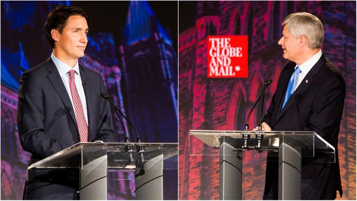 Prime Minister Justin Trudeau and former Prime Minister Stephen Harper