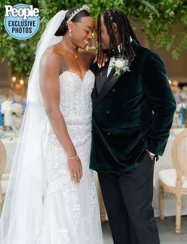 <p>Pharris Photography</p> Olympic Swimmer Simone Manuel Marries Denzel Franklin in Houston on Nov. 4, 2023