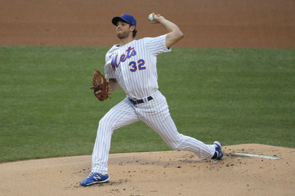 New York Mets starting pitcher Steven Matz throws during the first inning of the baseball game against the Boston Red Sox at Citi Field, Thursday, July 30, 2020, in New York. (AP Photo/Seth Wenig)