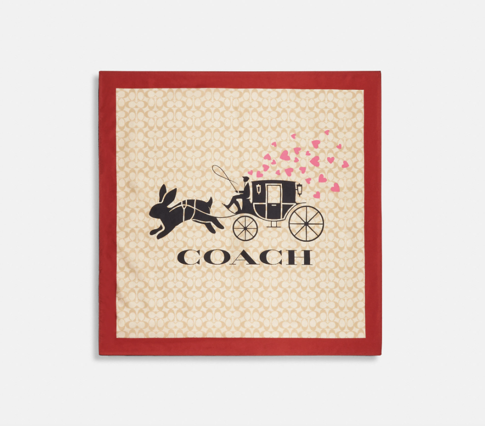 Lunar New Year Signature Rabbit And Carriage Print Silk Bandana (Photo via Coach Outlet)