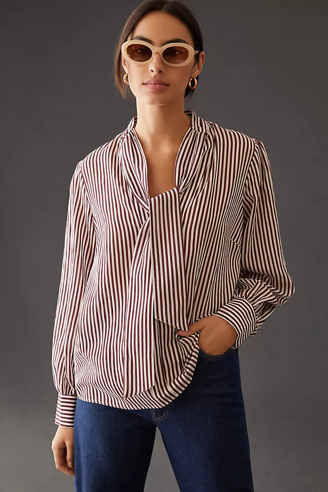 Maeve Tie-Neck Blouse. Image via Anthropologie.