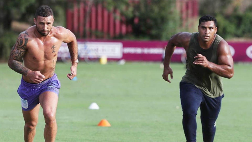 Seen here, Quade Cooper and Tevita Pangai Jr training together in pre-season.