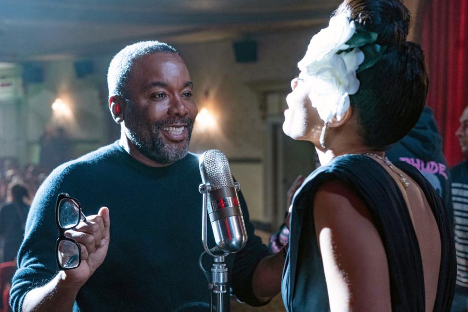 Director Lee Daniels on set of ‘The United States vs. Billie Holiday’ with Andra Day
