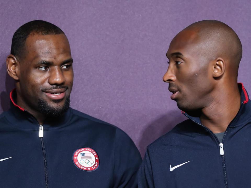 LeBron James and Kobe Bryant playing for Team USA: Getty