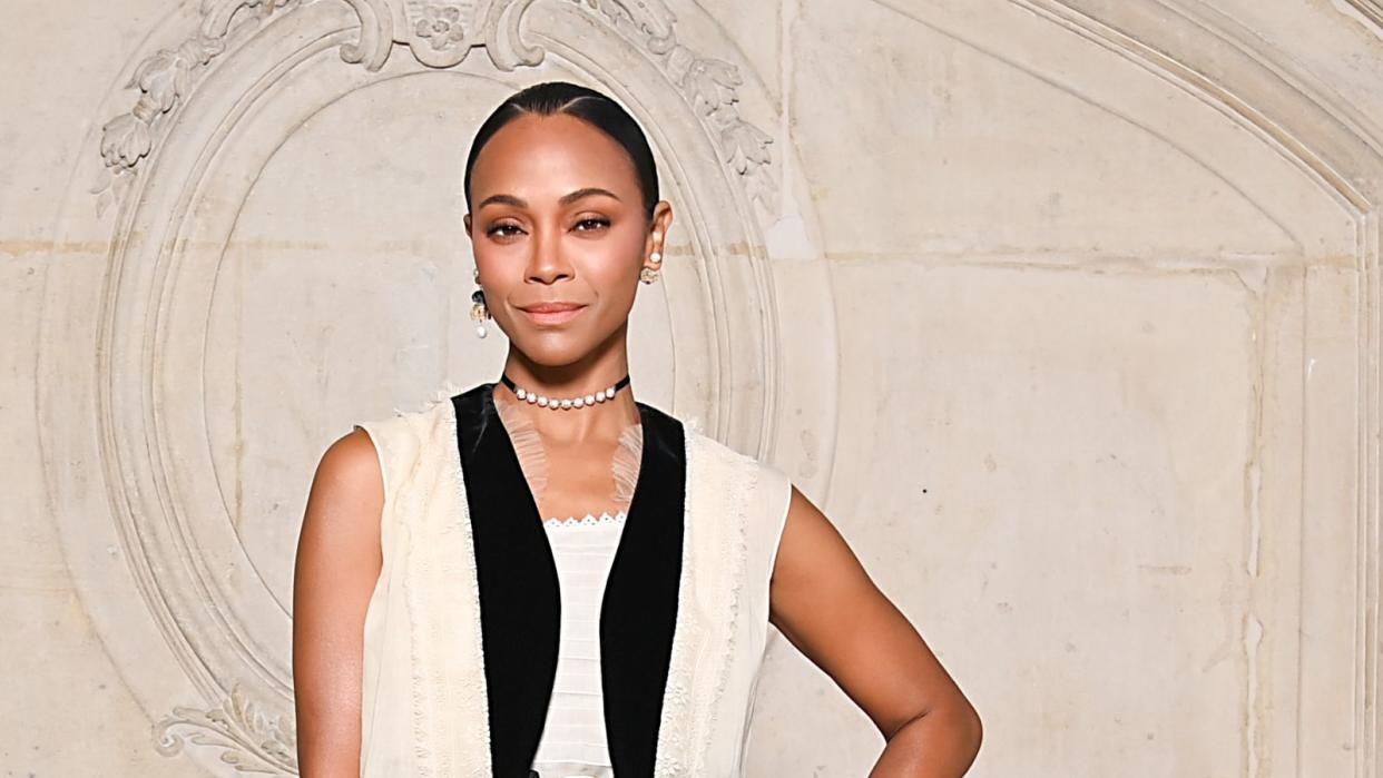  Zoe Saldana in Christian Dior at Paris Fashion Week 