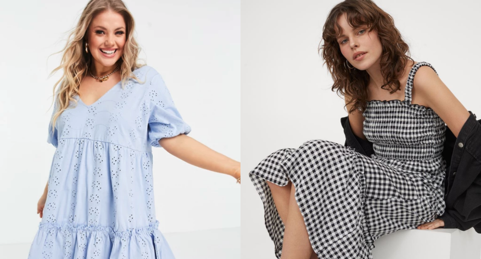 These top picks for spring dresses are all under $50. Images via ASOS, H&M.